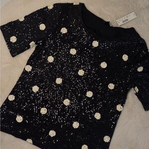 J. Crew Black sequin top